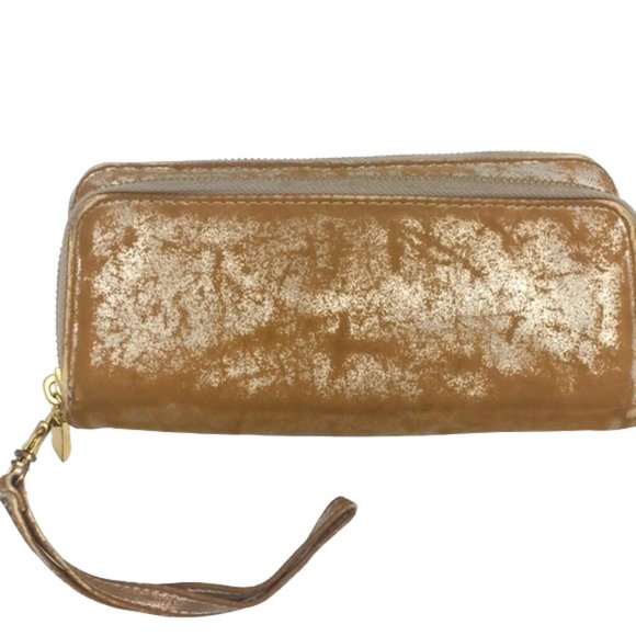 Rustic Brown & Gray Zip Flap Wallet Wristlet - Picture 3 of 6